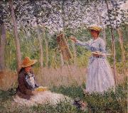Claude Monet Suzanne Reading and Blanche Painting by the Marsh at Giverny oil painting reproduction